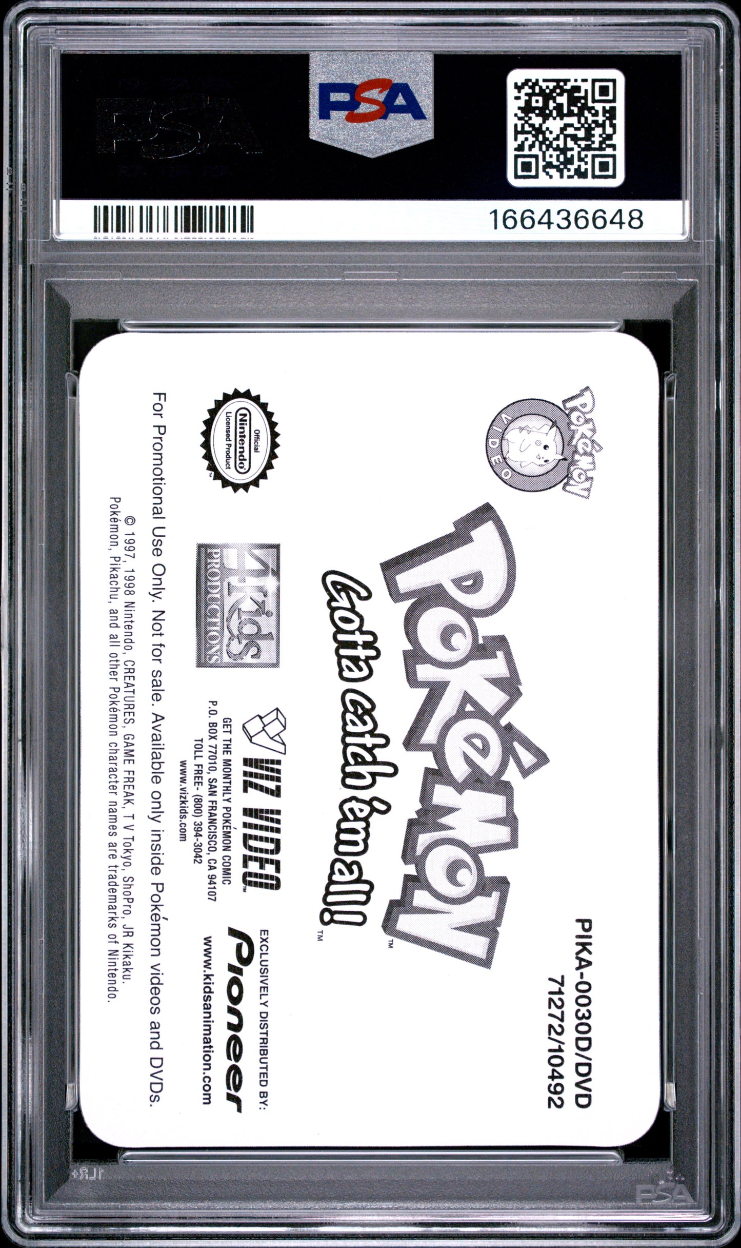 PSA 9 Pikachu #30 Pokemon Carddass 2001 Snow Rescue Pioneer VHS VIZ Promo C48