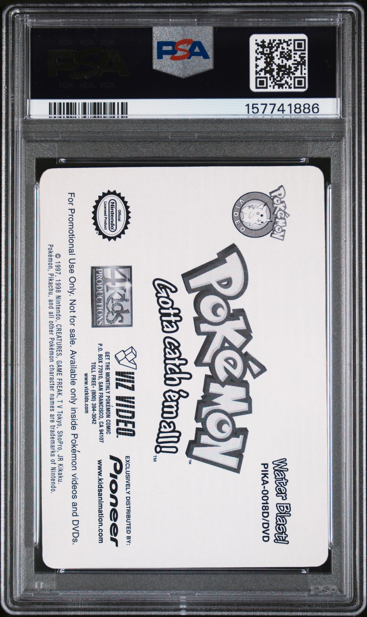PSA 10 Pikachu Lenticular #18 Pokemon Pioneer 2000 VIZ VHS Water Blast C86