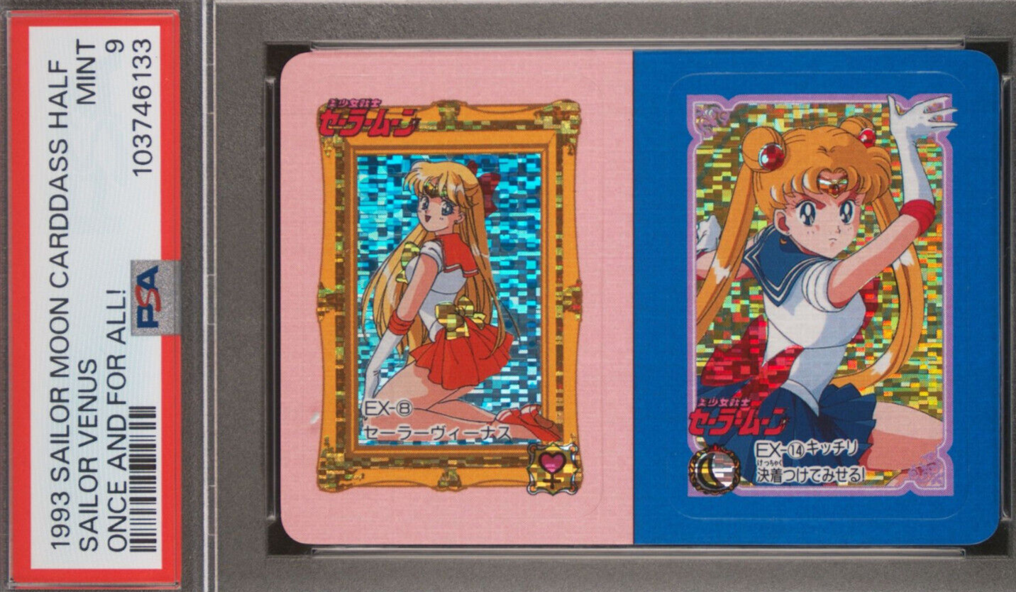 PSA 9 Sailor Moon 1993 Venus Carddass Half Sticker EX-8 14 Double Foil Glitter