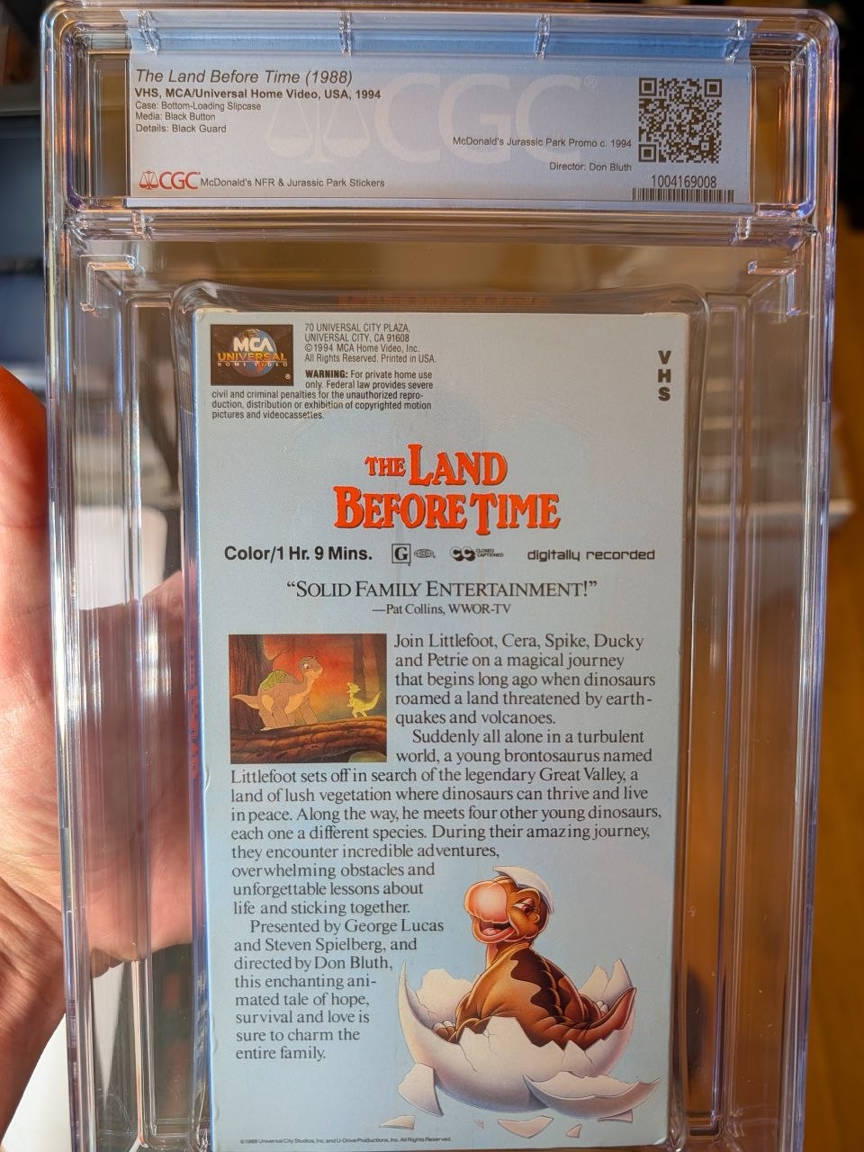 Sealed VHS 9.4 A+ McDonalds Jurrasic Park Land Before Time MCA CGC Graded