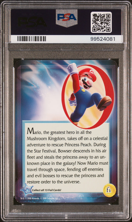 PSA 8 Mario 2008 Super Mario Galaxy F1 Reverse Holo Enterplay