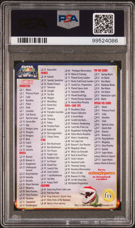 PSA 9 Pop 1, 1 Higher Super Mario Galaxy Checklilst Reverse Foil F15