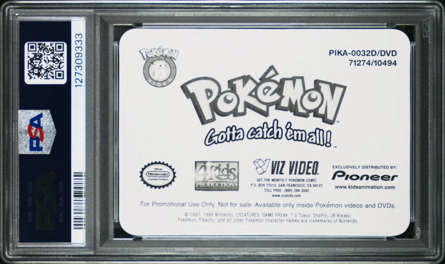 PSA 10 Pop 1 Pioneer Lenticular Promo Fire Power #32 Pikachu Pokemon VHS VIZ