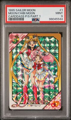 PSA 9 1995 Sailor Moon Carddass Pretty Soldiers Part 1 1 Moon/Chibi Moon