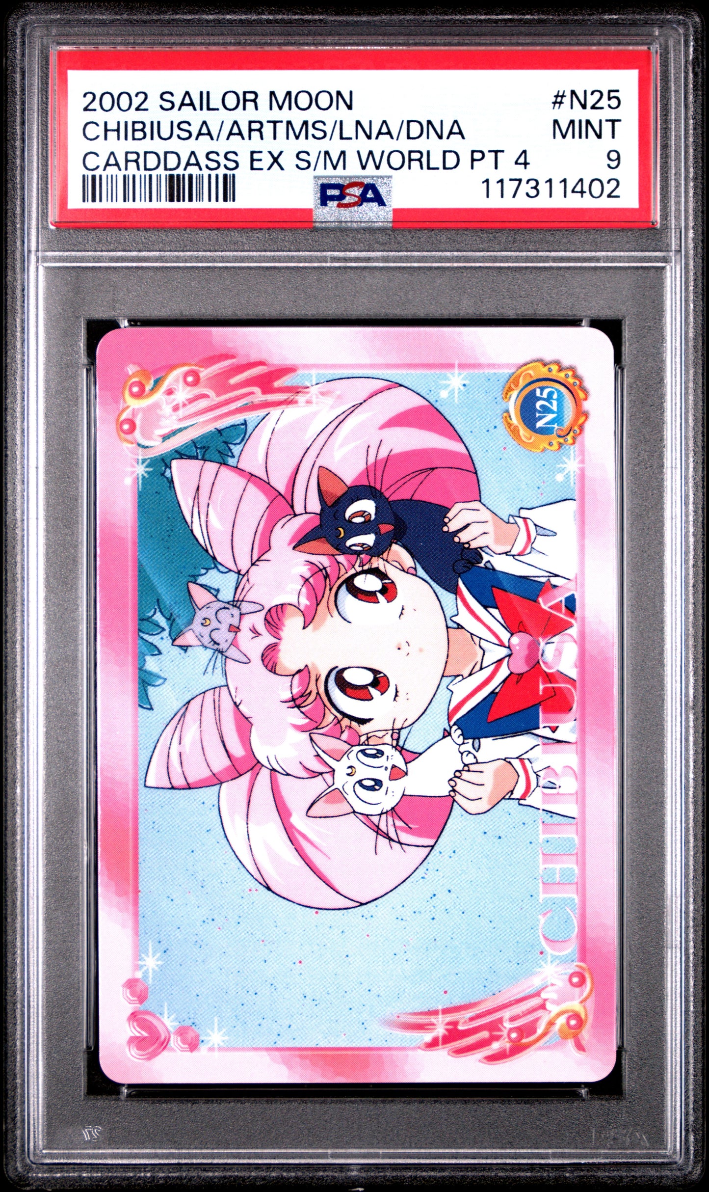 PSA 9 Pop 1 Chibi, Artemis, Luna, Dana #N25 Sailor Moon EX World P4 Carddass C02