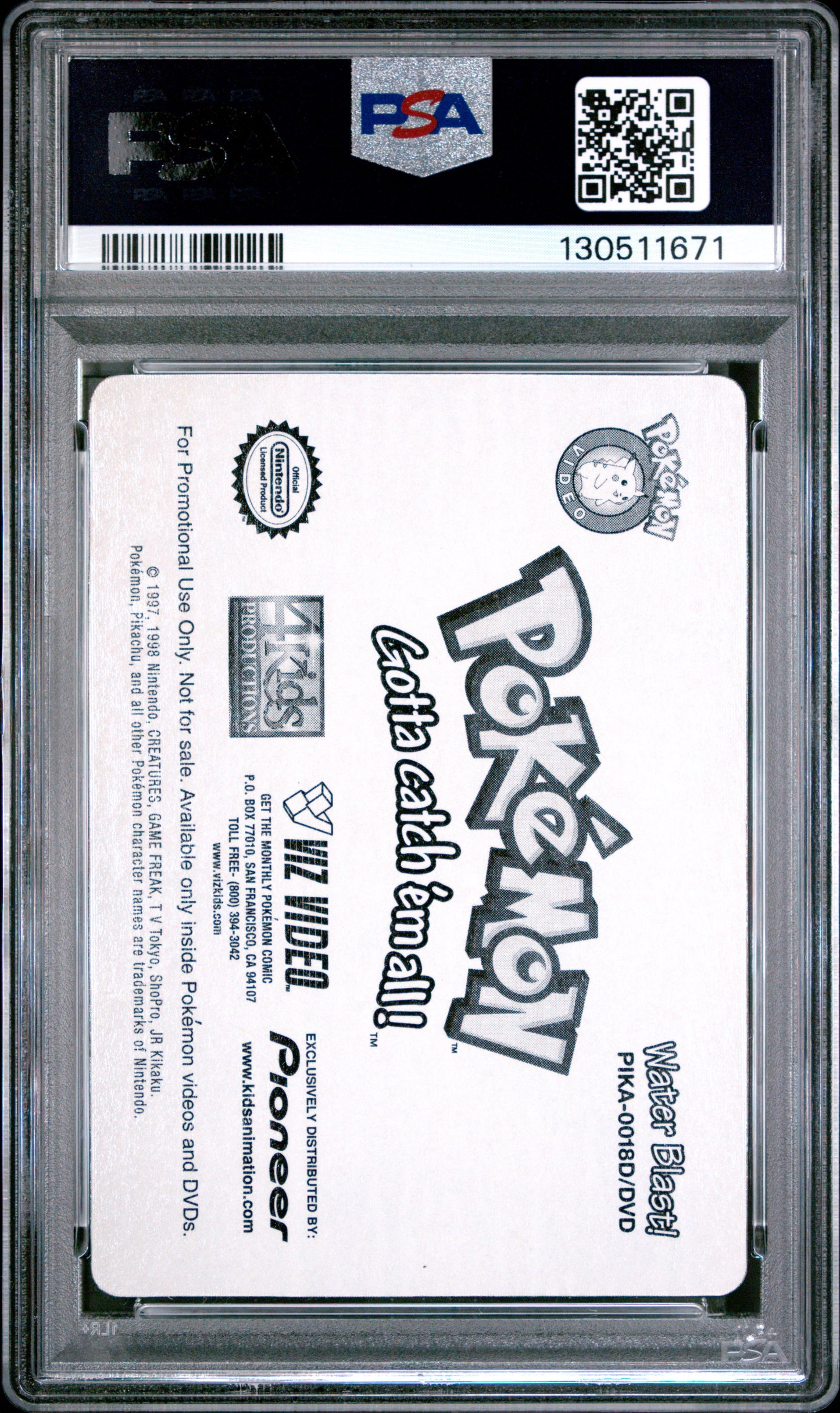 PSA 9 Water Blast Pikachu #18 Pokemon 1999 VIZ VHS Pioneer Lenticular C71