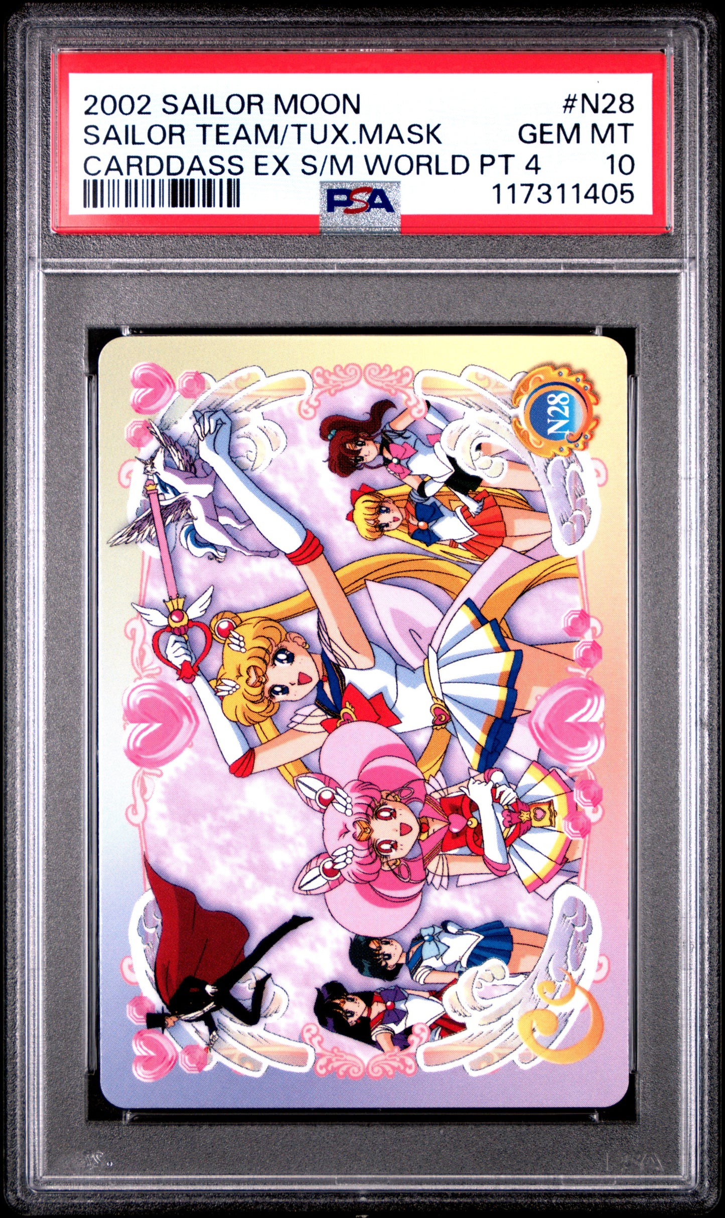 PSA 10 Pop 1 Guardians, Tuxedo Mask #N28 Sailor Moon EX World P4 Carddass C05