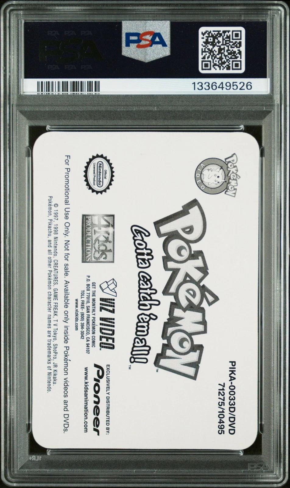 PSA 9 Pioneer Lenticular Promo Team Green #33 Bulbasaur Pokemon VHS VIZ C26