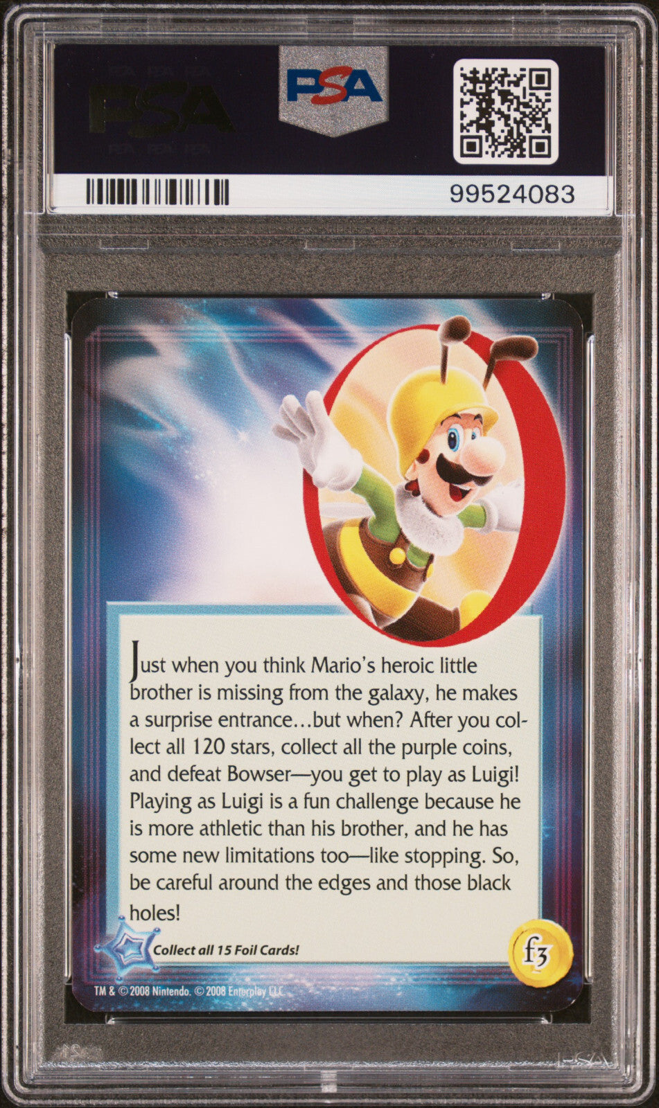 PSA 8 Luigi 2008 Super Mario Galaxy F3 Reverse Holo Enterplay