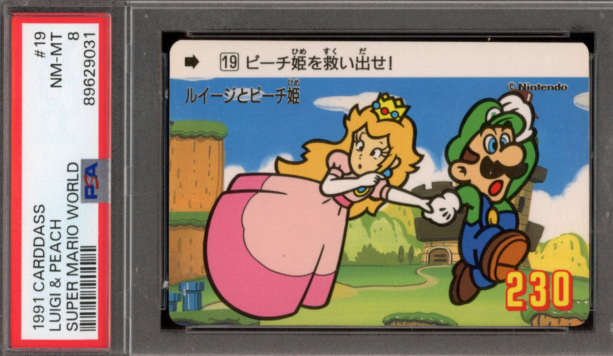 1991 Carddass Luigi & Peach Super Mario World #19 PSA 8