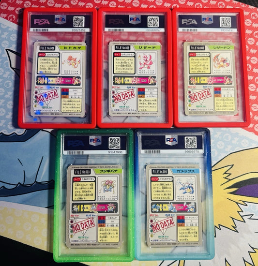 1997 Carddass Prism PSA 9 Charizard Prism Blastoise Pokemon Set Lot Bandai