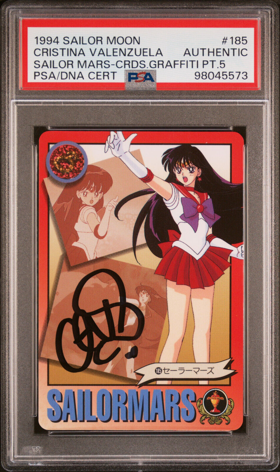 PSA Autograph Christina V Sailor Mars 185 1995 Sailor Moon Carddass Graffiti