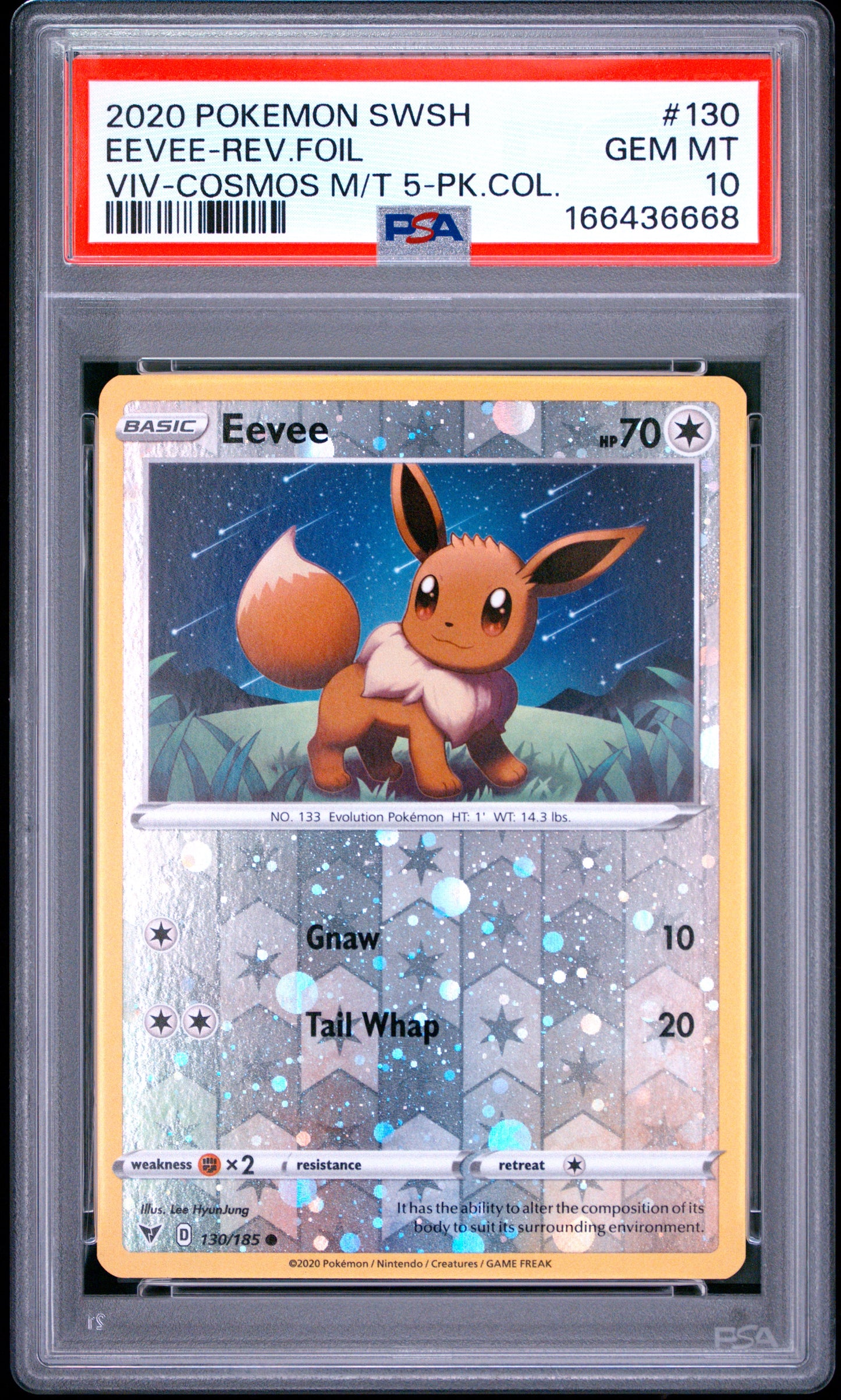 PSA 10 Eevee Holo #130 Pokemon Carddass 2020 Cosmos 5 Tin Costco Promo C68