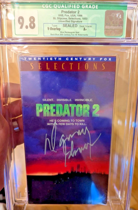 9.8 A+ Predator 2 Autographed Signed by Danny Glover VHS Sealed Graded CGC 1996