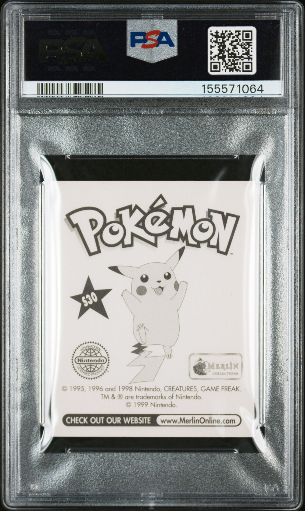 PSA 10 Pikachu Prism #S30 Pokemon Merlin 1999 Sticker C64
