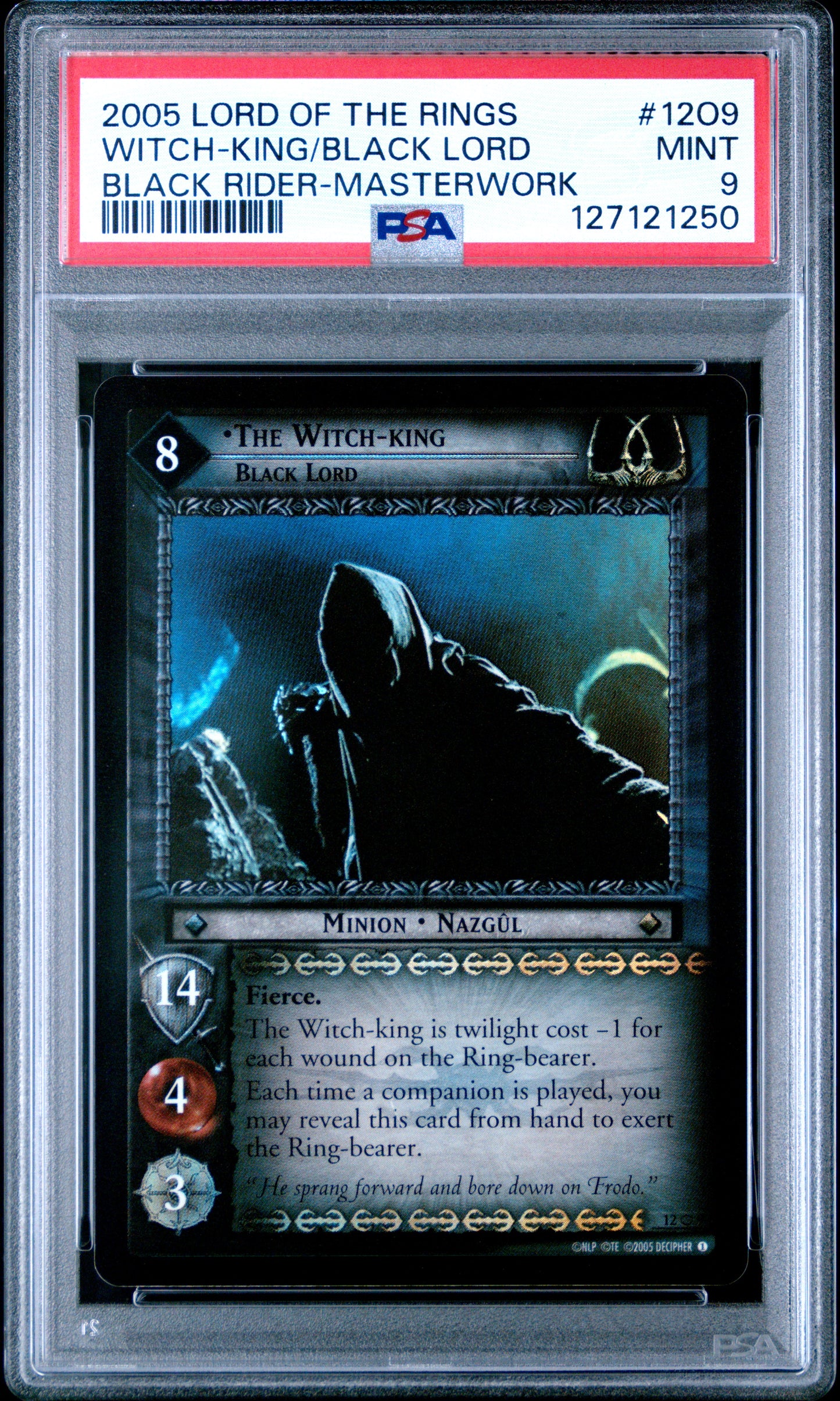 PSA 9 Black Lord Masterwork #12O9 Lord of the Rings TCG 2005 Decipher Foil C50