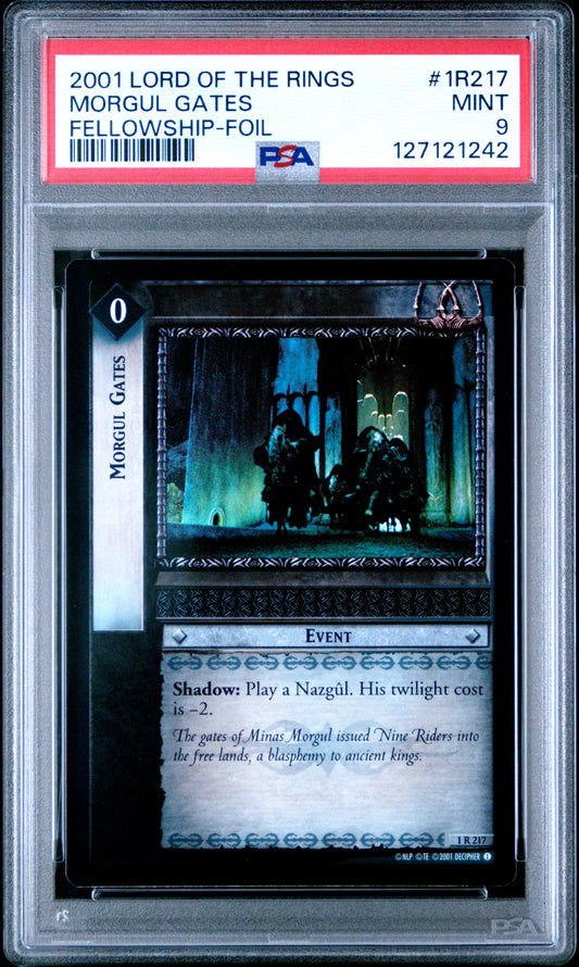 PSA 9 Morgul Gates 1R217 Lord of the Rings TCG 2001 Fellowship Decipher Foil C42