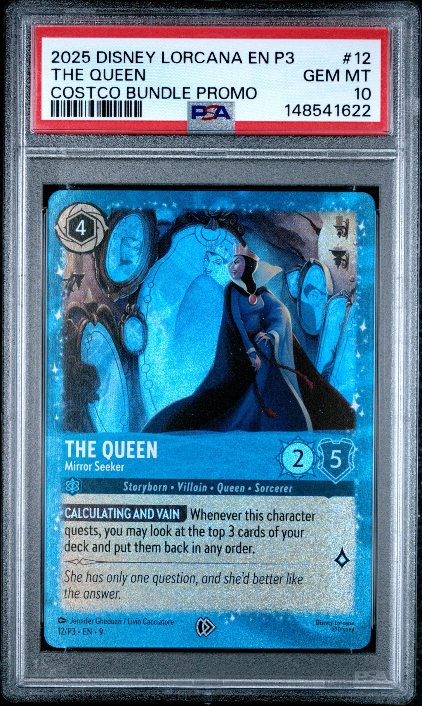 PSA 10 Queen Foil #12 Anime Disney Lorcana EN P3 Costco Promo C22