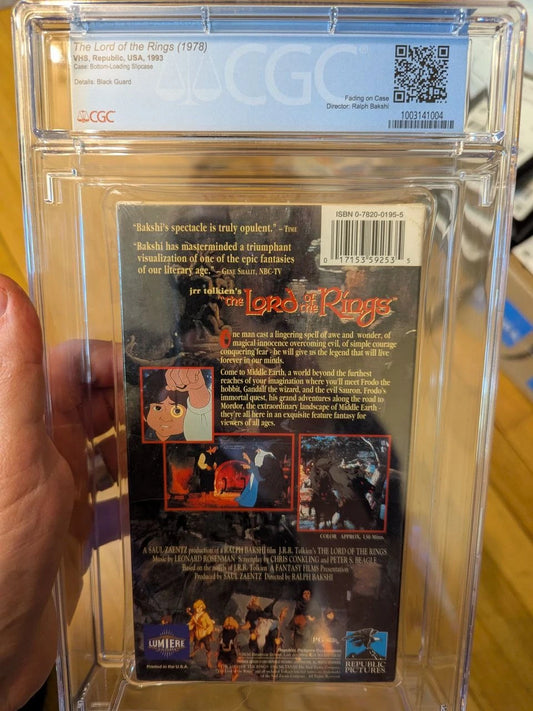 9.2 A The Lord of the Rings VHS Tape Sealed Graded CGC 1993 Animated RepublicUSA