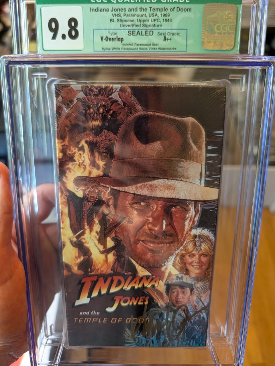 Sealed VHS 9.8 A++ Signed Ke Huy Quan Indiana Jones Temple of Doom CGC Graded