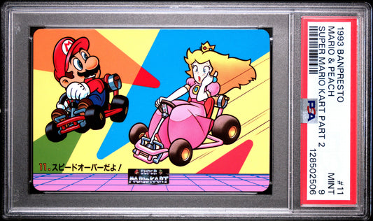 PSA 9 Pop 2 Peach #11 Mario Super Mario Kart Part 2 Banpresto Carddass C06