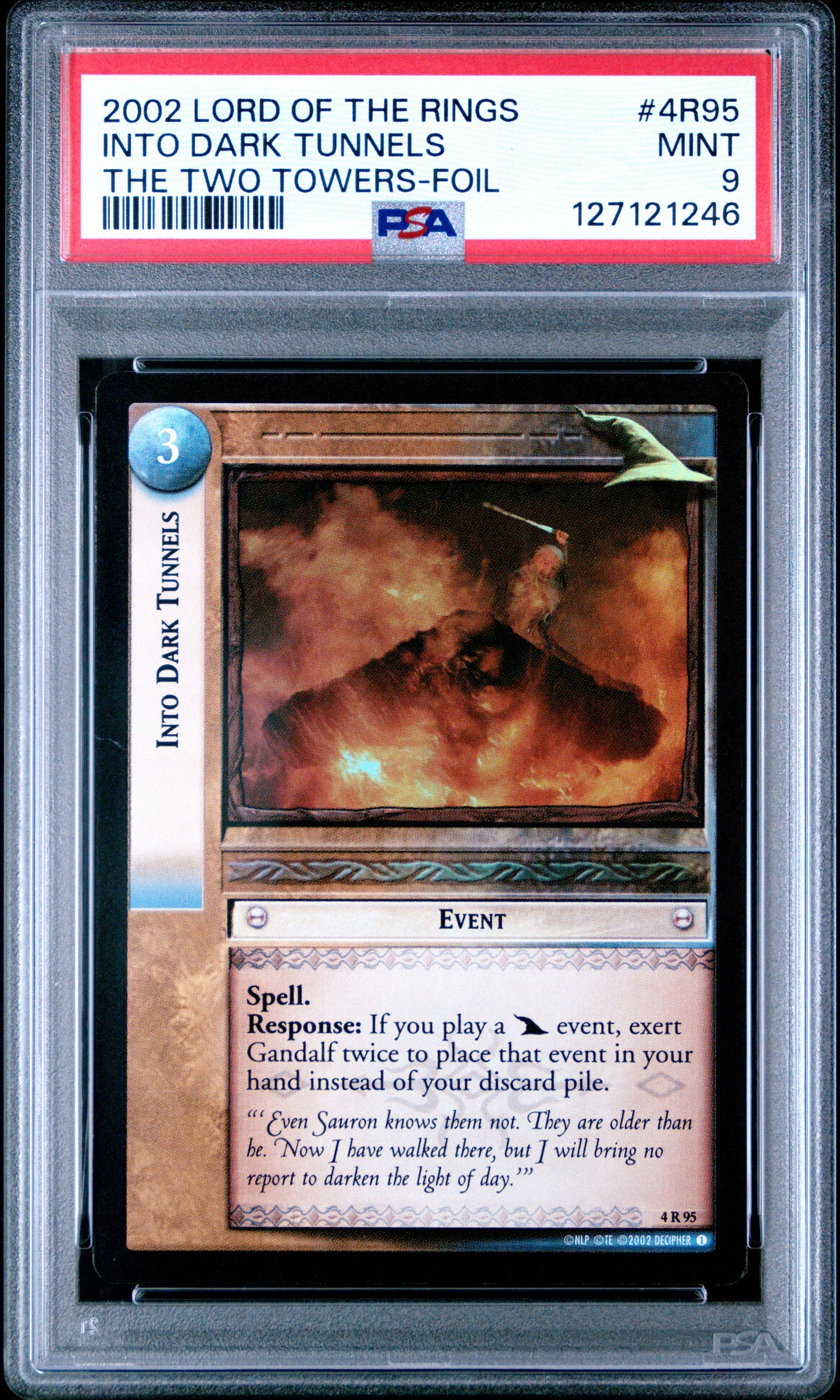 PSA 9 Dark Tunnels #4R95 Lord of the Rings TCG 2002 Two Towers Decipher Foil C46
