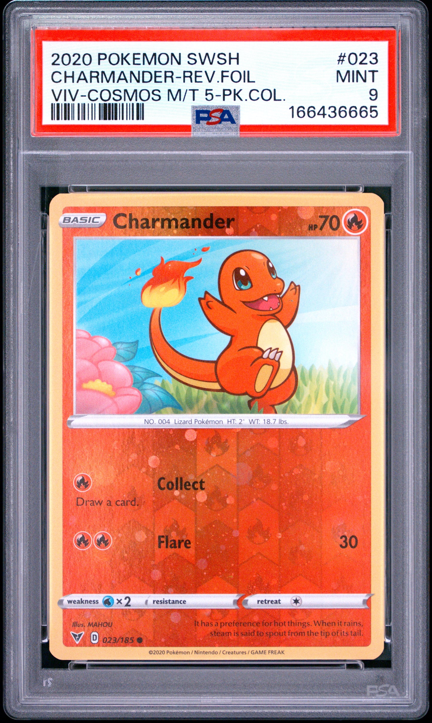 PSA 9 Charmander Holo #023 Pokemon Carddass 2020 Cosmos 5 Tin Costco Promo C65