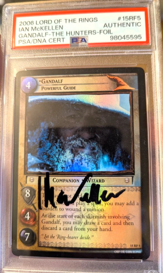 Ian McKellen Gandalf 15RF5 FOIL SIGNED PSA Autograph Lord of the Rings TCG LOTR
