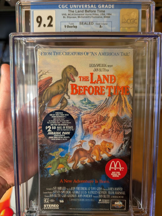 Sealed VHS 9.2 A+ McDonalds Jurrasic Park Land Before Time MCA CGC Graded