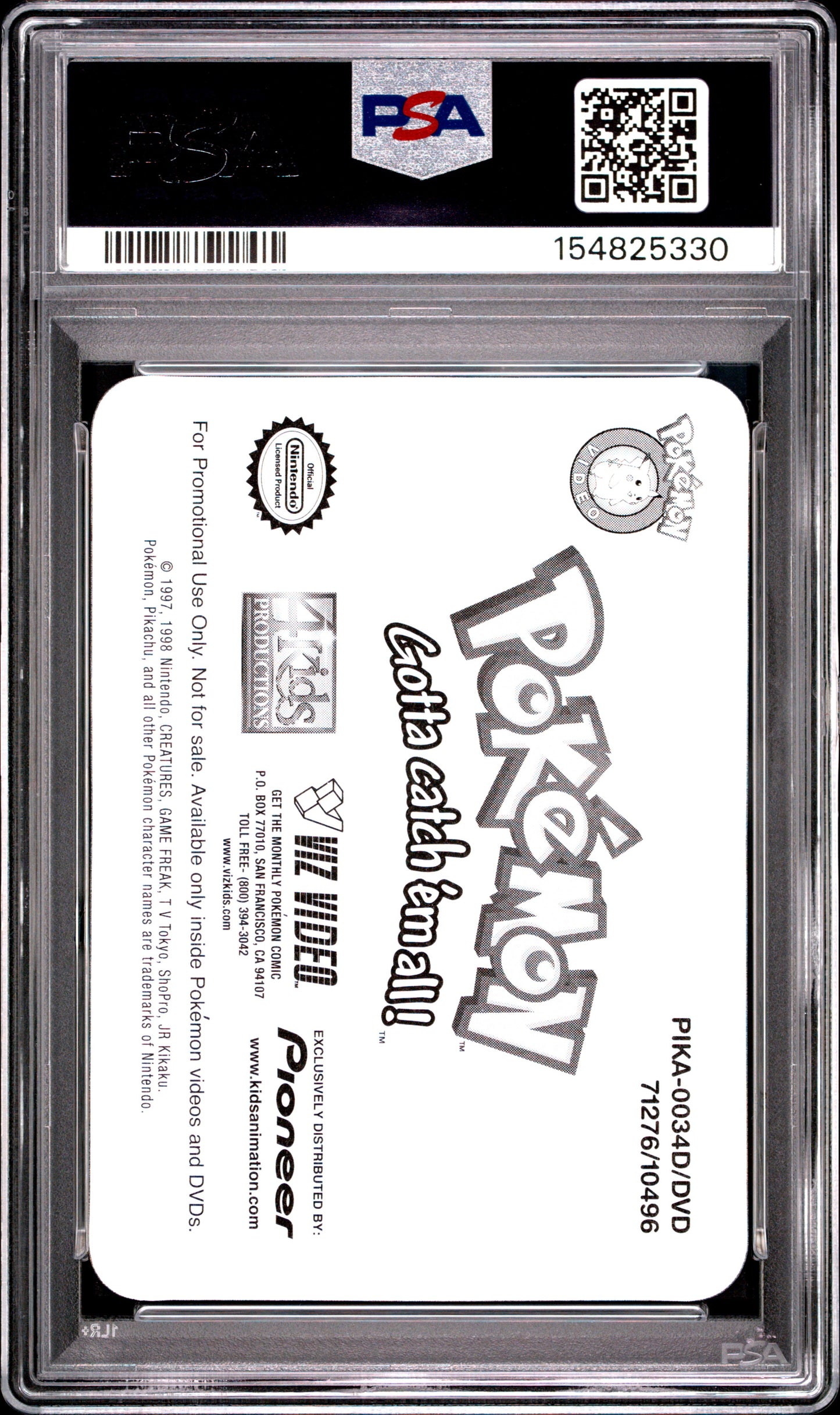 PSA 10 Kadabra Lenticular #34 POP 3 Pokemon Pioneer 2001 Crimson VIZ VHS C30