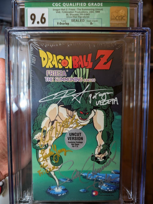 Sealed VHS 9.6 A+ Signed Auto Dragon Ball Frieza Summoning FUNimation CGC Graded