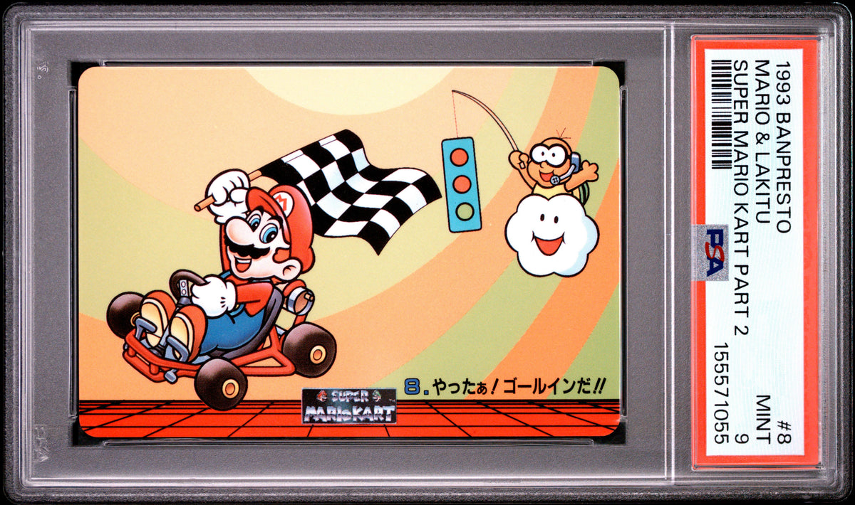 PSA 9 Mario #8 Mario Banpresto 1993 Mario Kart Part 2 n/ Carddass C55