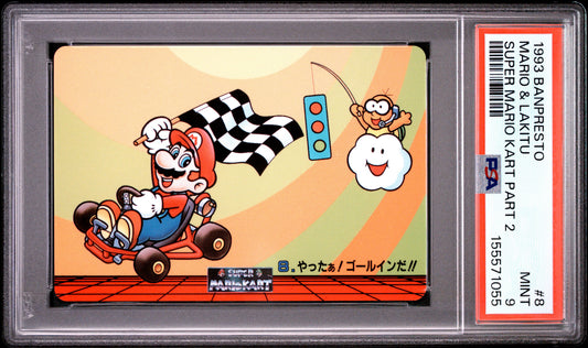 PSA 9 Mario #8 Mario Banpresto 1993 Mario Kart Part 2 n/ Carddass C55
