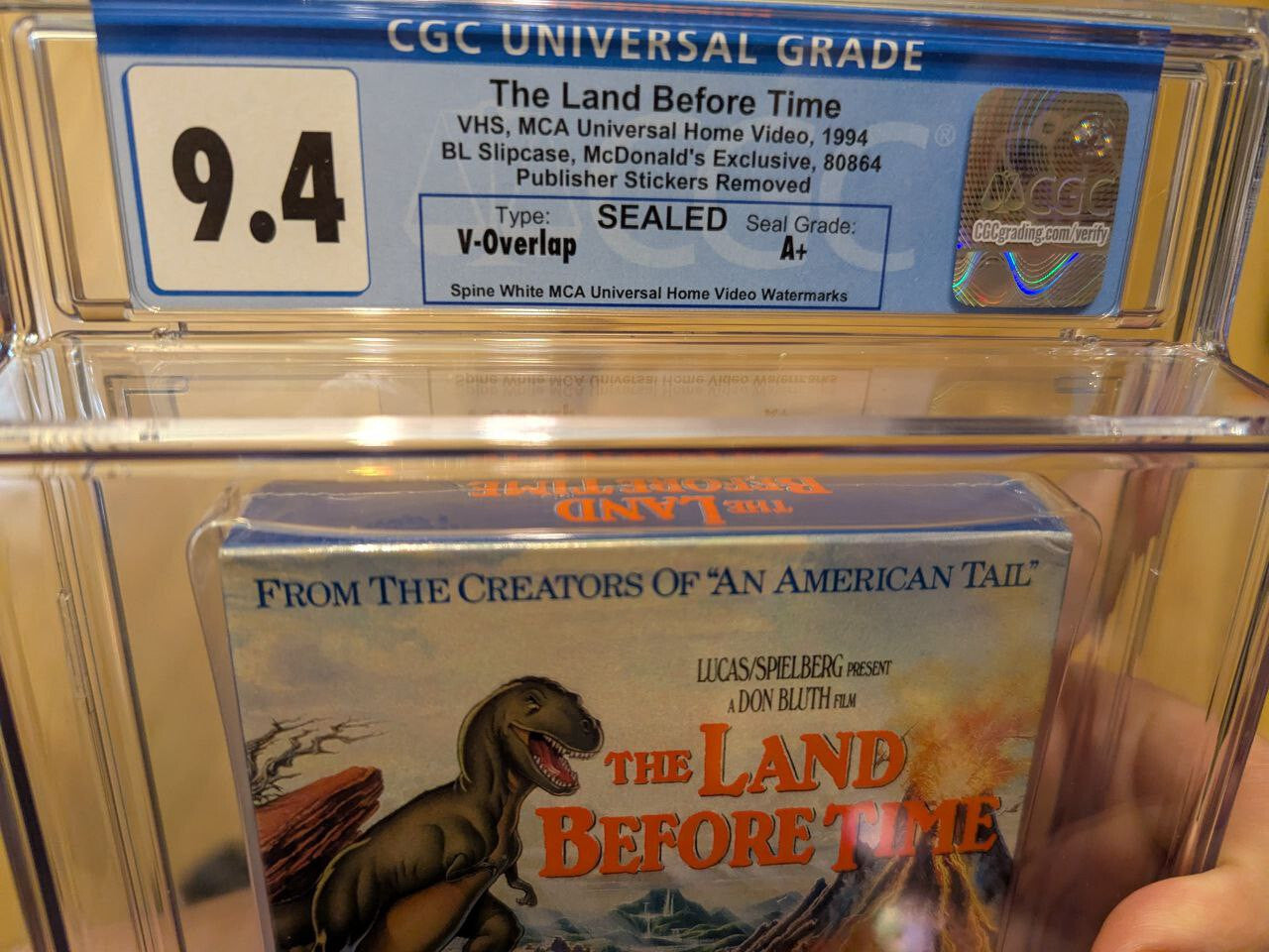 9.4 A+ 1994 Land Before Time VHS Tape Sealed Graded CGC Mcdonalds Promo Jurassic