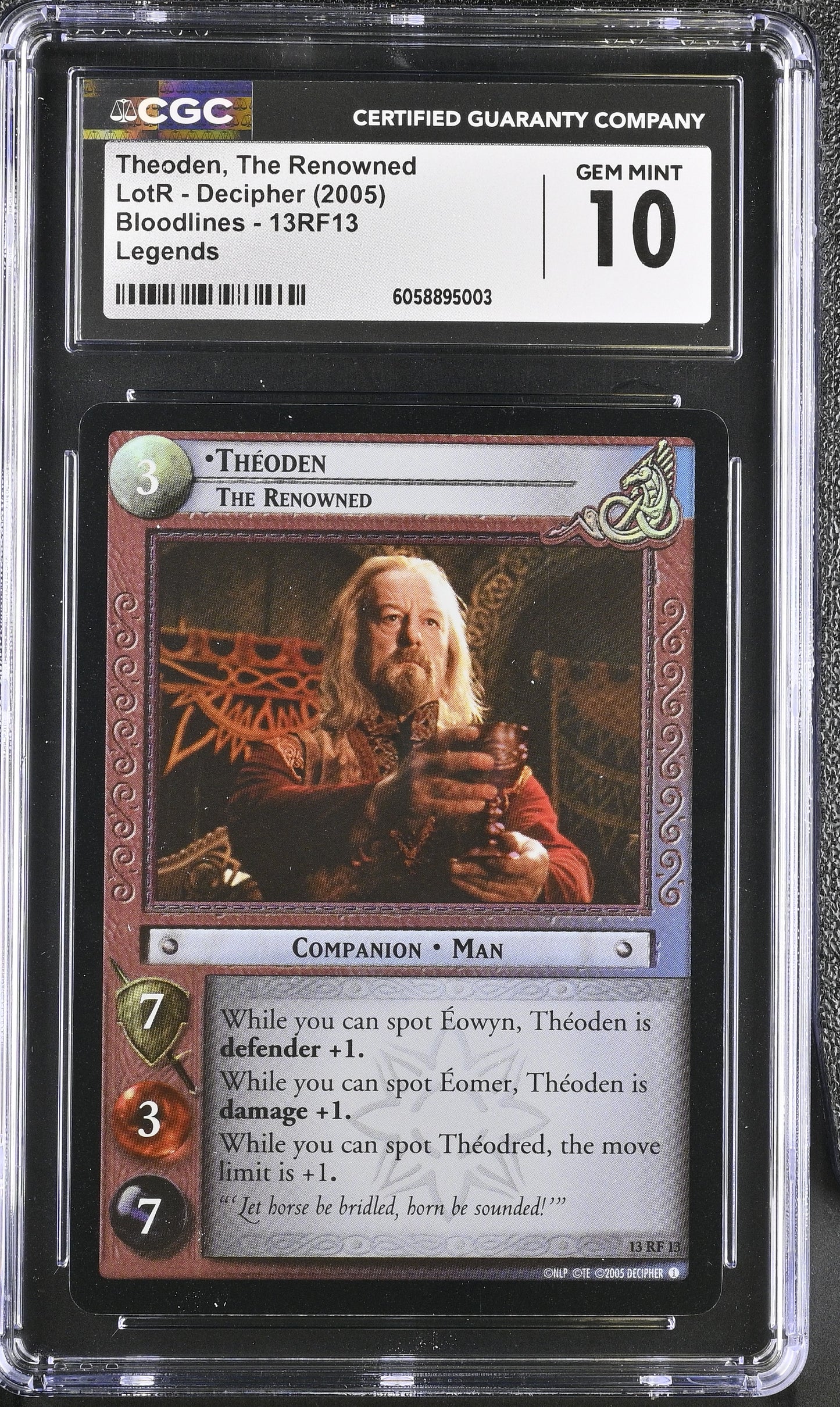 CGC 10 Theoden Foil #13RF13 Bloodlines Lord of the Rings TCG Decipher C03
