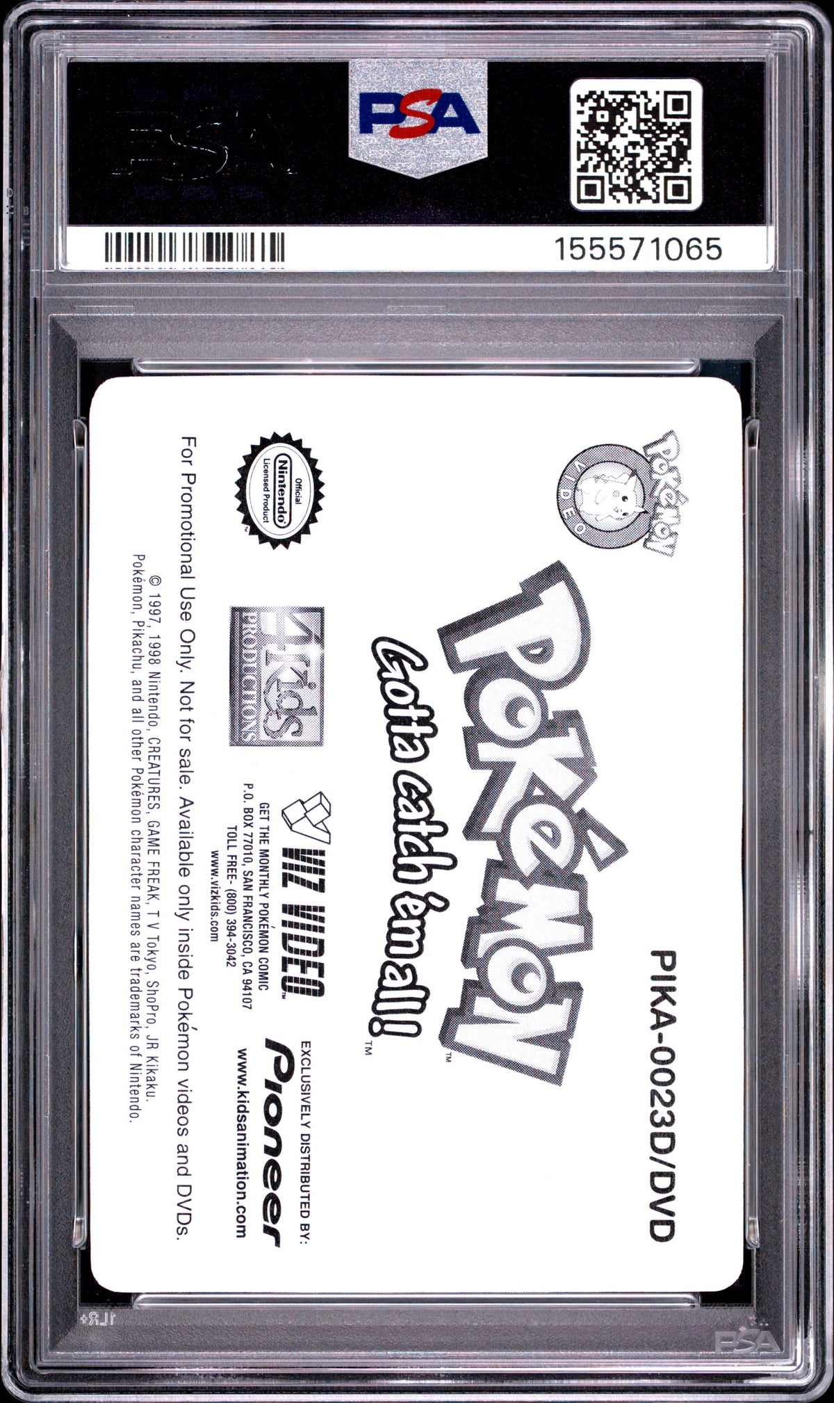 PSA 10 Squirtle Lenticular #23 Pokemon Pioneer 2000 VIZ VHS Show Time! C65