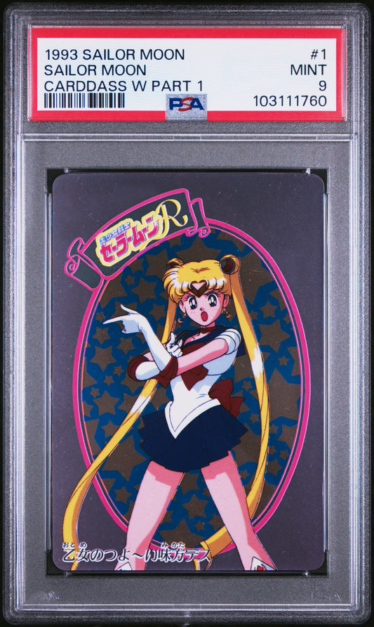 PSA 9 Moon Holo #1 Pop 4 Sailor Moon 1993 Carddass W Part 1 C60