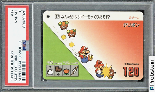 1990 Carddass Super Mario World #17 Mario Sliding PSA 8 NM-MT
