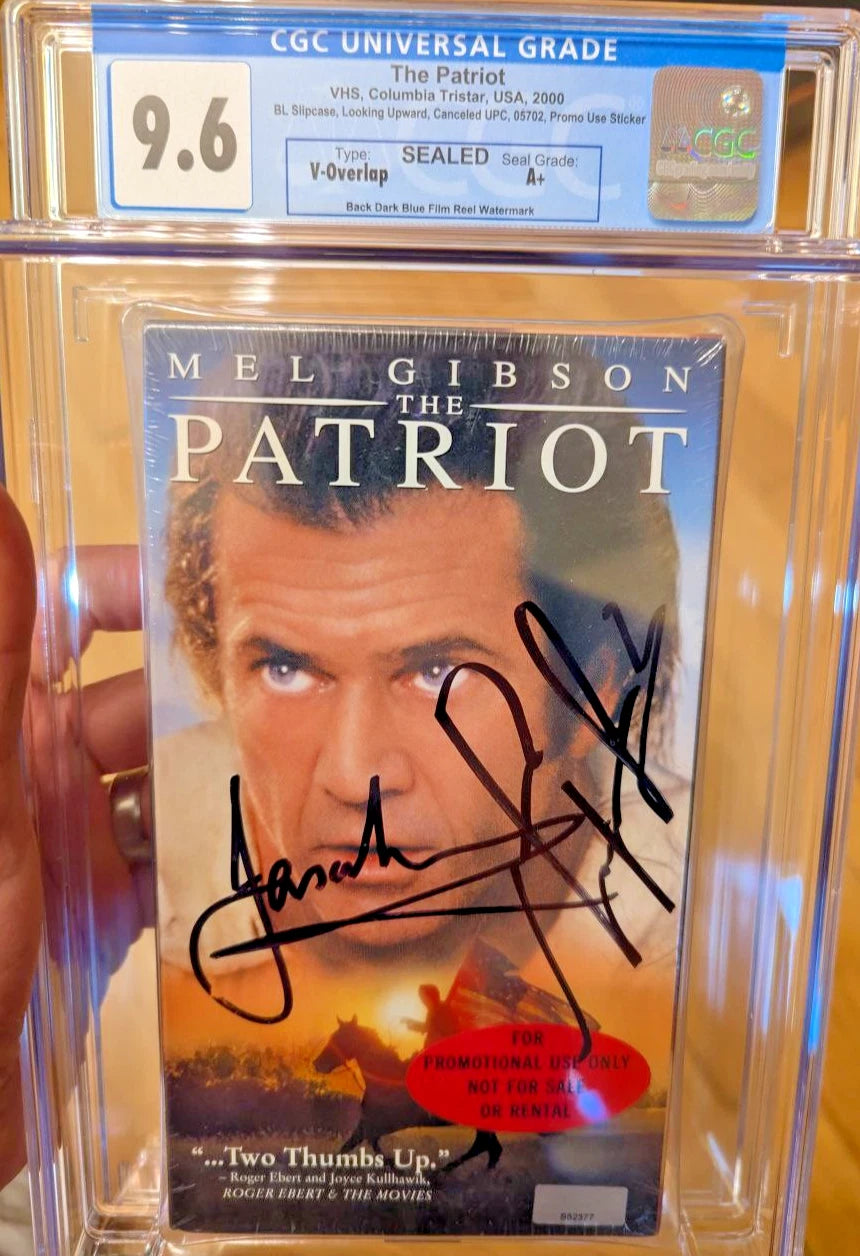 9.6 A+ The Patriot Autographed Mel Gibson & Isaacs VHS Sealed Graded CGC 2000