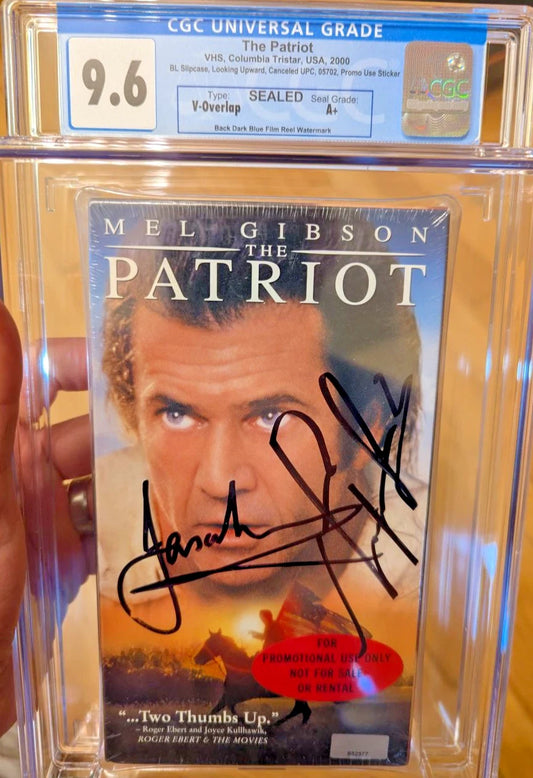 9.6 A+ The Patriot Autographed Mel Gibson & Isaacs VHS Sealed Graded CGC 2000