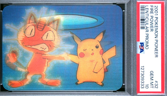 PSA 10 Pop 1 Pioneer Lenticular Promo Fire Power #32 Pikachu Pokemon VHS VIZ