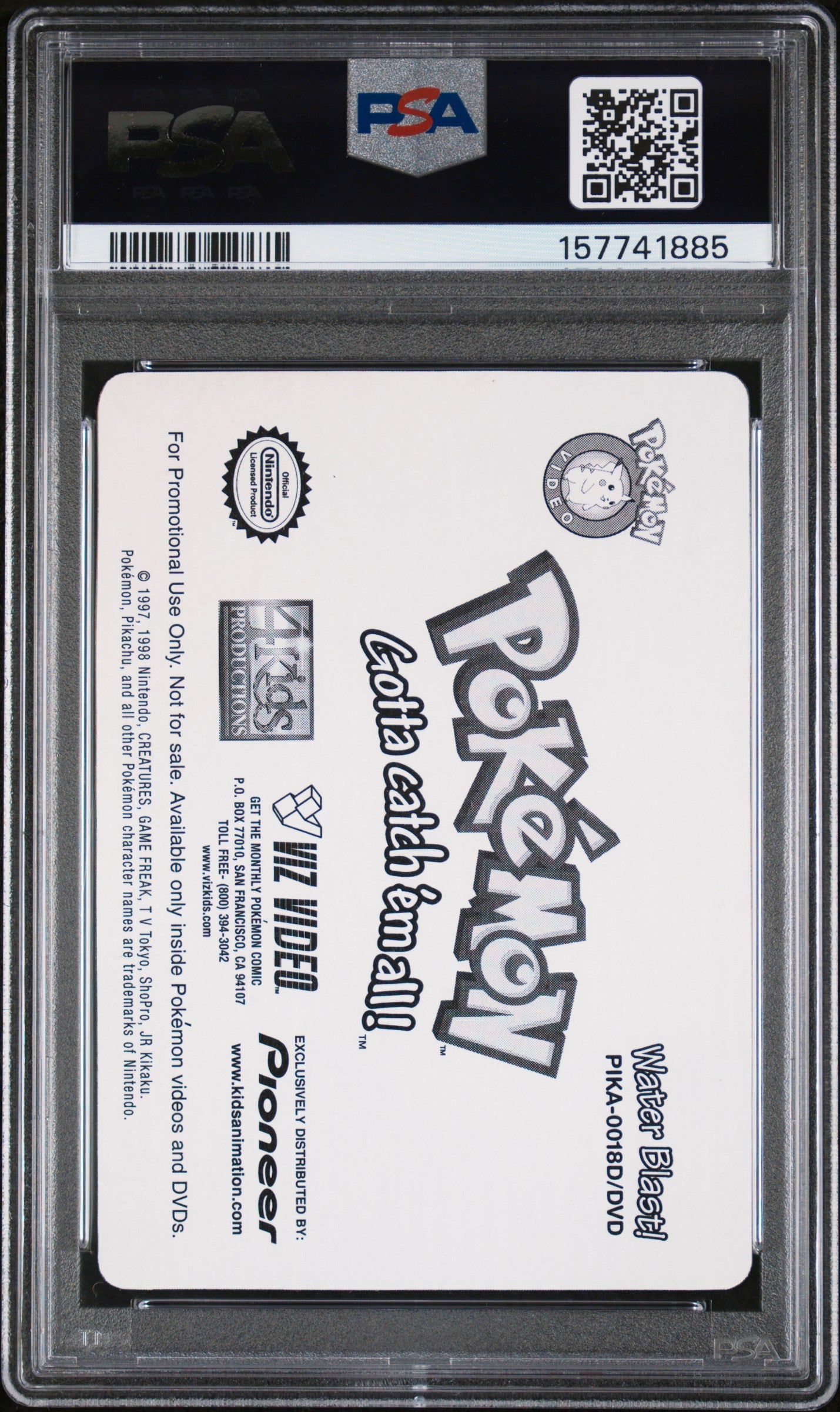 PSA 9 Pikachu Lenticular #18 Pokemon Pioneer 2000 VIZ VHS Water Blast C85