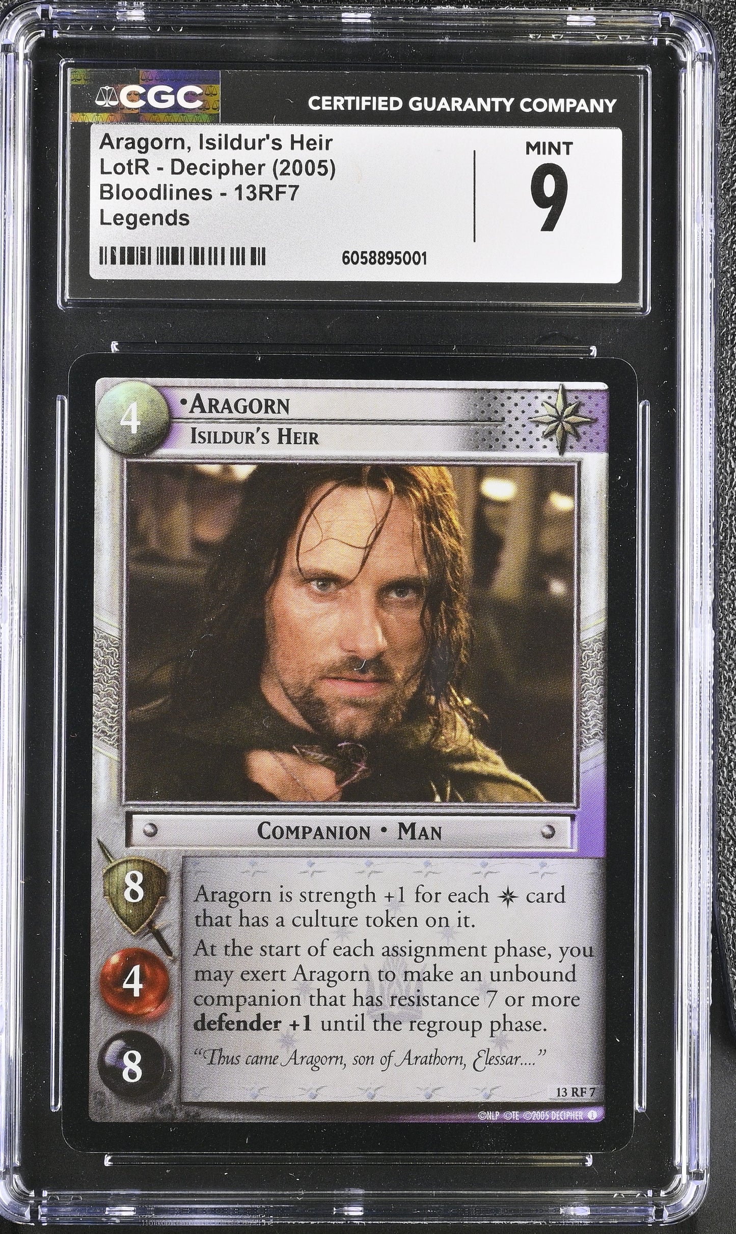 CGC 9 Aragorn Foil #13RF7 Bloodlines Lord of the Rings TCG Decipher C01