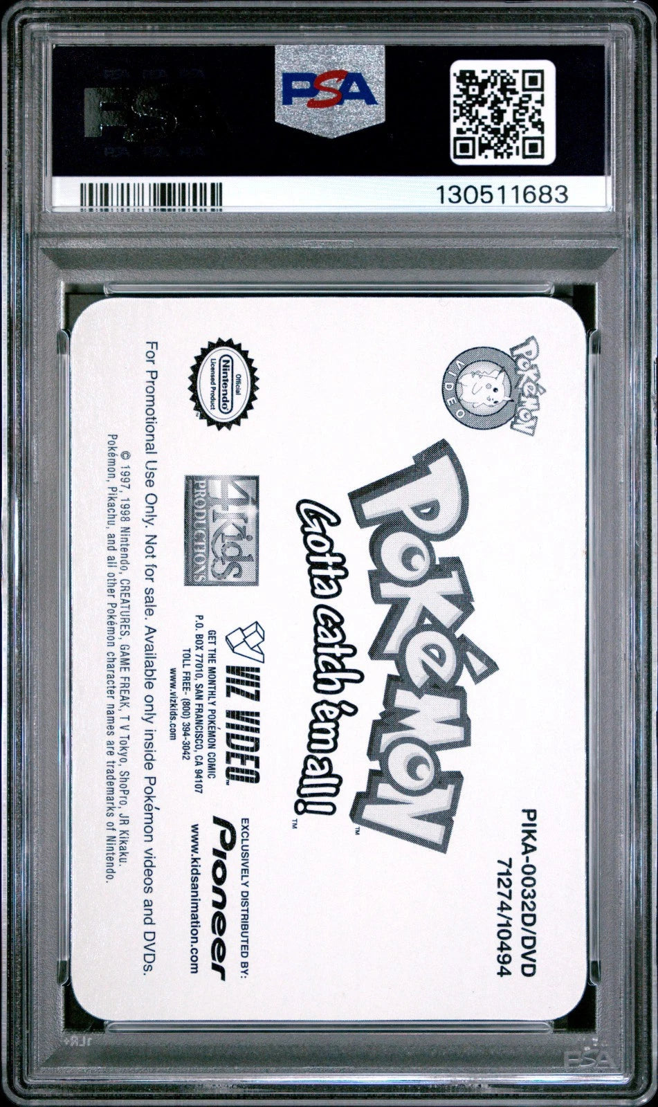 PSA 9 Pioneer Lenticular Promo Fire Power #32 Pikachu Pokemon VHS 3D VIZ C83