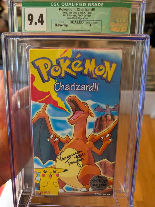 Sealed VHS 9.4 A+ Signed Auto Pokemon Pioneer Charizard! Pikachu CGC Graded
