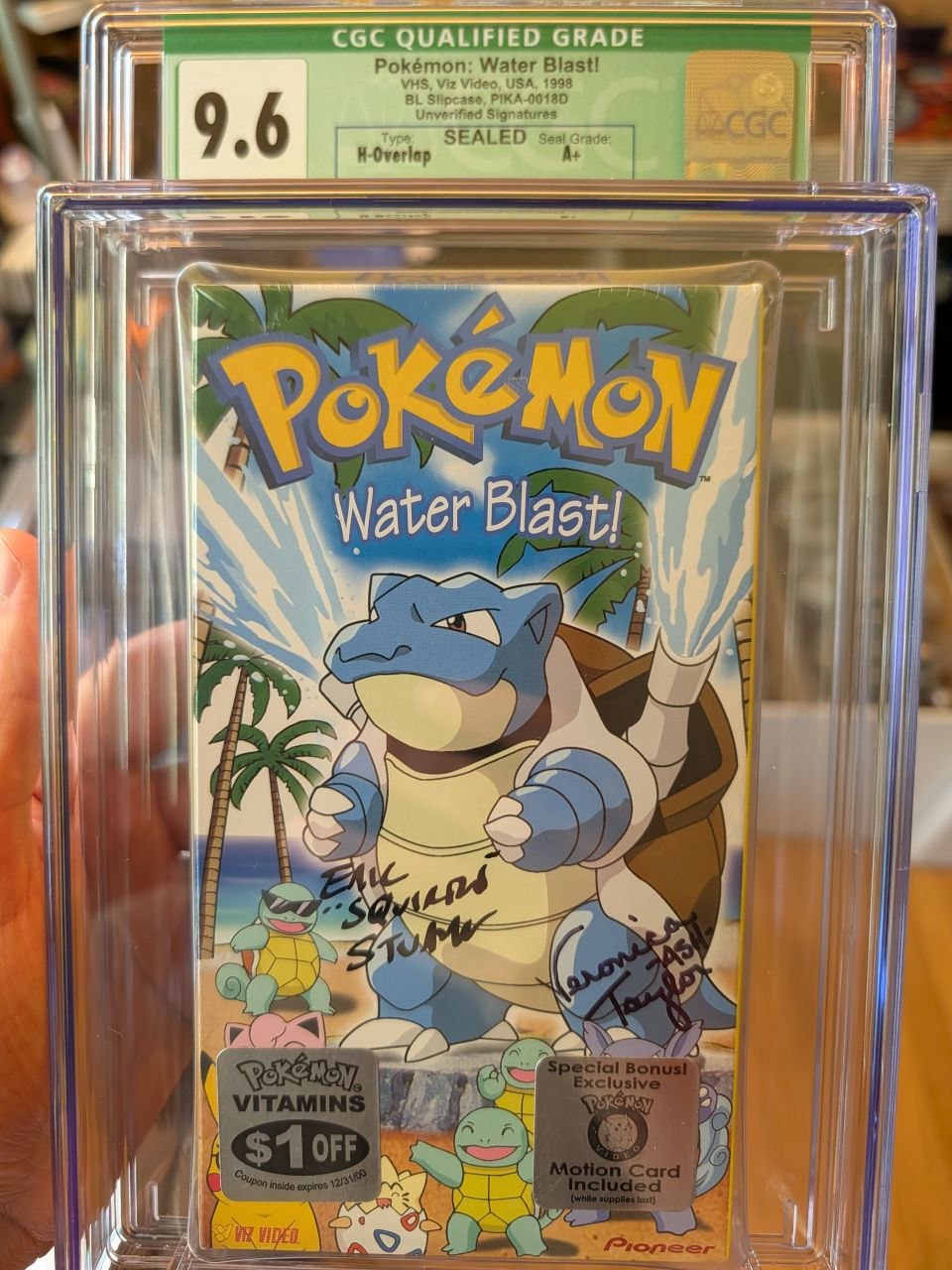 Sealed VHS 9.6 A+ Signed Auto Pokemon Pioneer Water Blast Pikachu CGC Graded