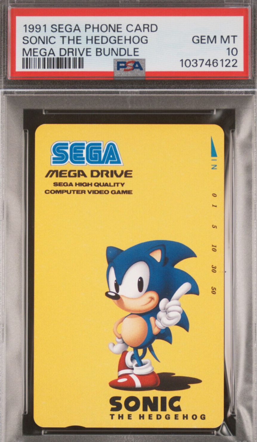 PSA 10 Sonic The Hedgehog 1991 Phone Card Sega Mega Drive Japanese NTT