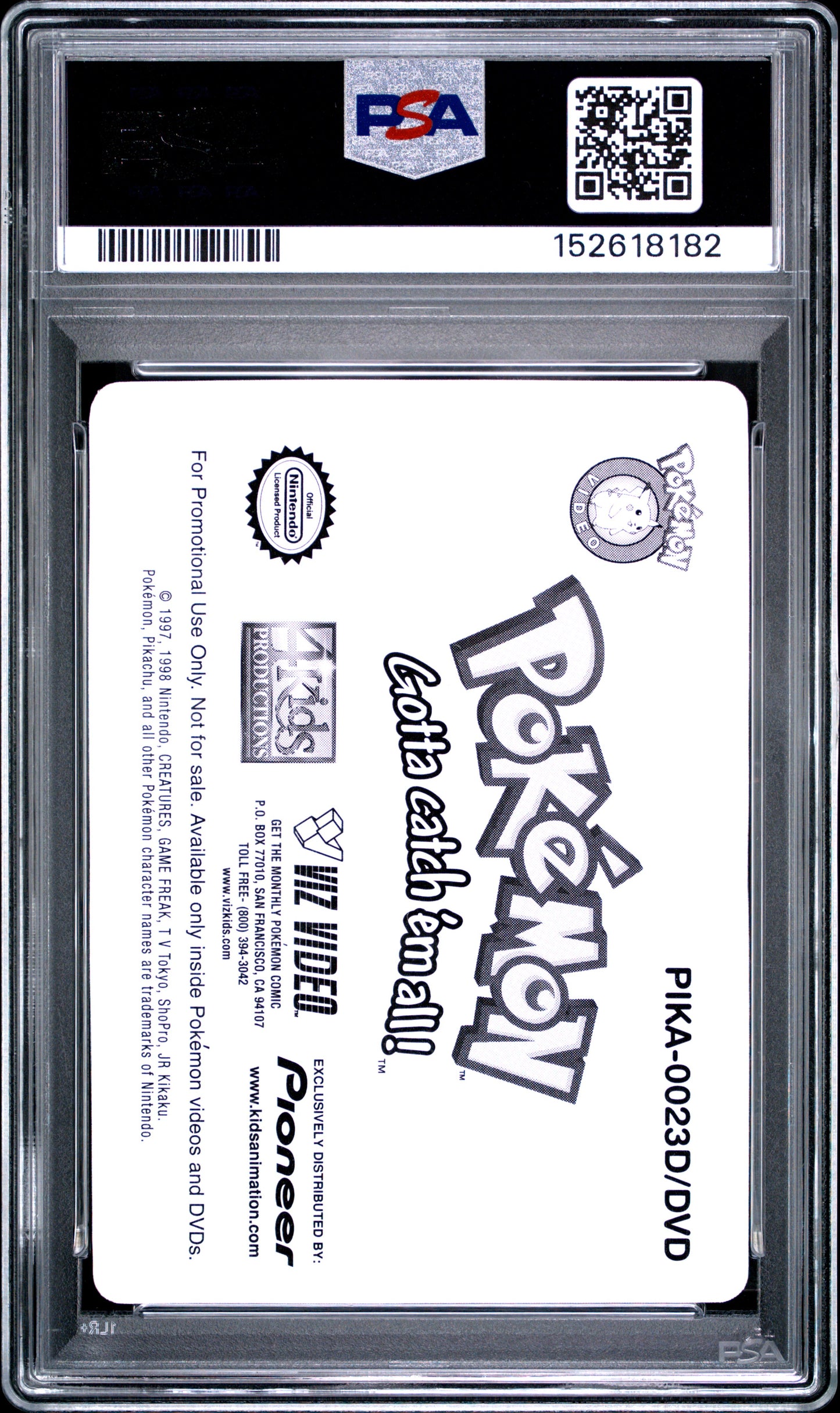 PSA 10 Squirtle Lenticular #23 Pioneer 2000 Show Time! VIZ Promo C82