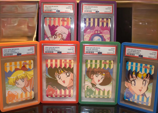 PSA 10 Sailor Moon Carddass Part 6 1994 Set Venus, Mars, Mercury, Jupiter, Chibi