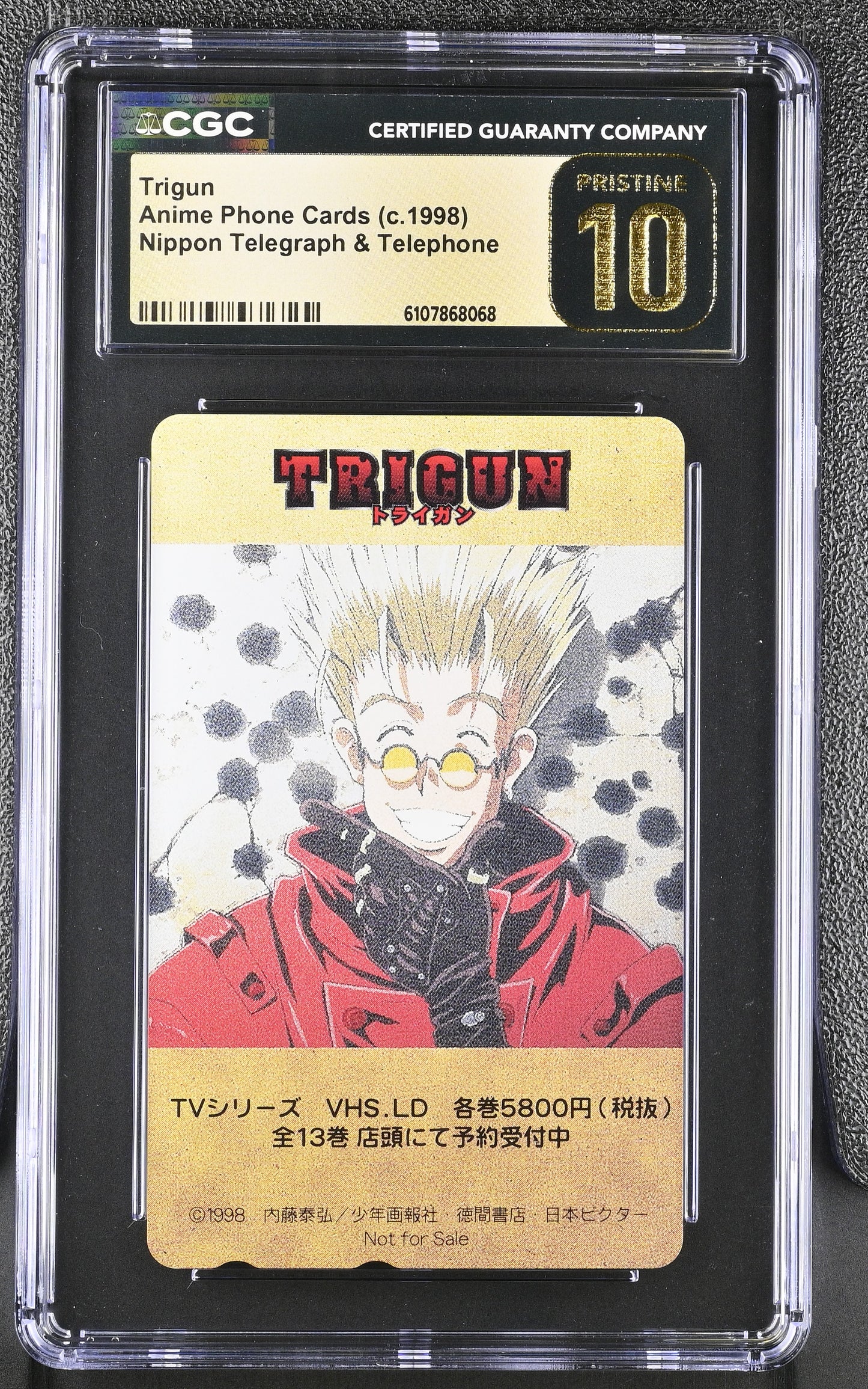 CGC PRISTINE 10 Trigun # 1998 NTT Phone Card Anime C68